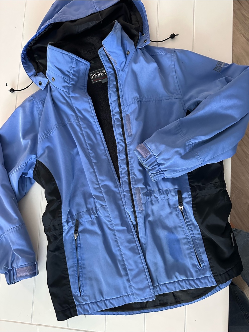 Pacific Trail Kids Light Blue and Black Hooded Rain Jacket
